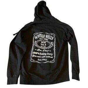 987-Black Ocotillo Wells hoodie with white graphics #bikerstyle